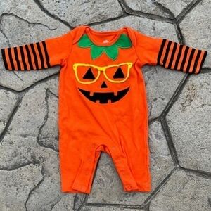 Way To Celebrate! Halloween Pumpkin Jackolantern w/ Glasses Outfit 0-3M Infant